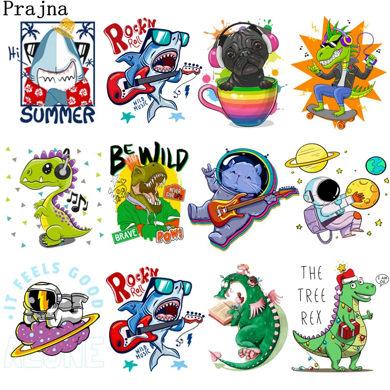 Цветные Мультяшные животные теплопередающие нашивки для одежды динозавр термоклейкие нашивки для одежды симпатичная аппликация астронавта