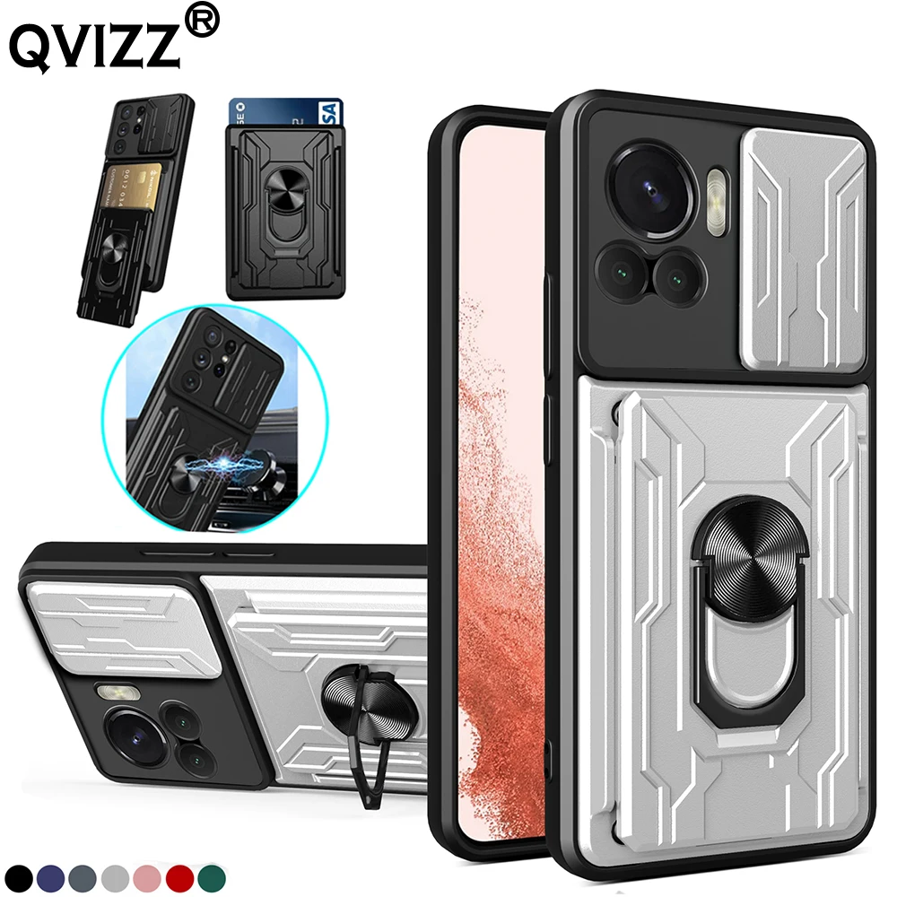 

Card Slot Pocket Slide Camera Case for Motorola Moto Edge 30 Ultra Car Magnetic Ring Holder Phone Cover Motorola Moto X30 Pro