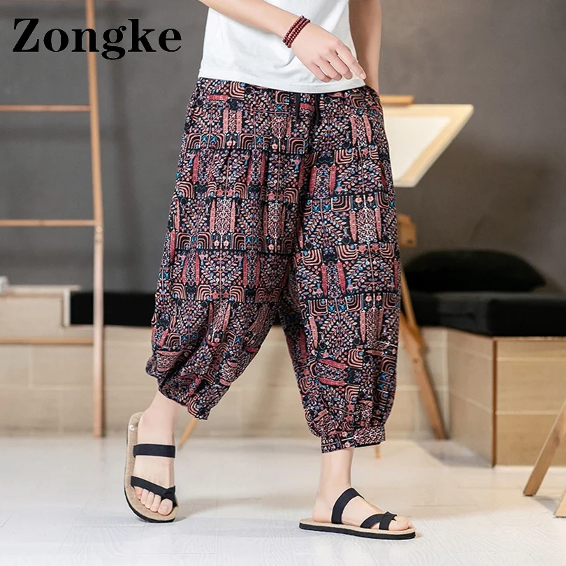 

Zongke Calf-Length Harem Pants Men Fashion Chinese Size 5XL Japanese Streetwear Men Pants Work Leggings 2022 Spring New Arrivals