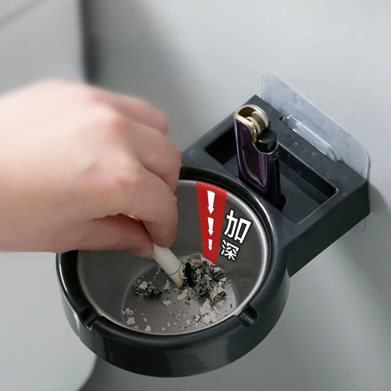 

Wall Mounted Cigarettes Storage Box Punch-free Creative Bathroom Outdoor Balcony Ashtray Stainless Steel Drop-proof Storage Rack