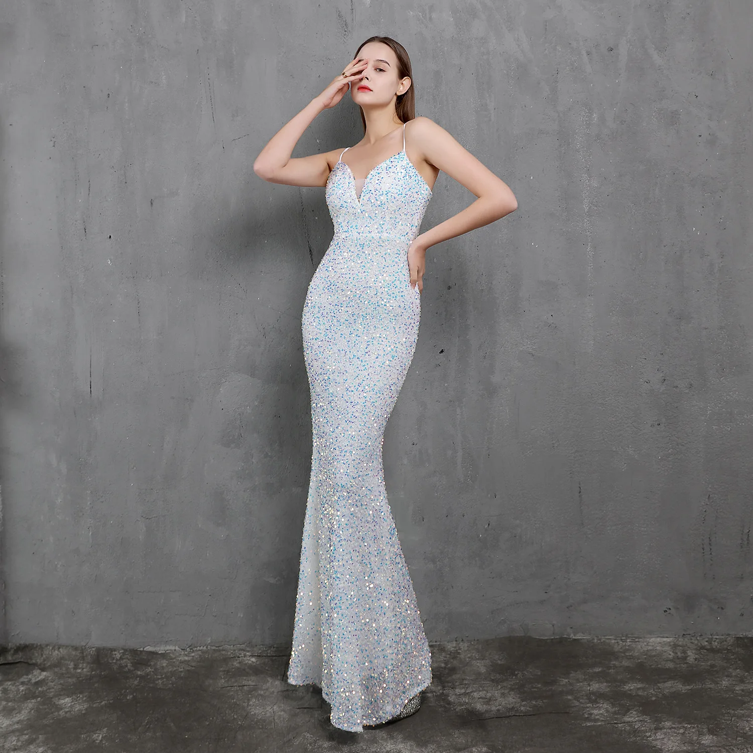 

Heavy Craft Sequins Celebrity Party Party Evening Dress Sexy Long Slim Toast Dress Party Dresses Women Evening Formal Dress