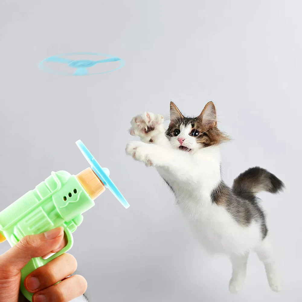 

Cat Toy Funny Interactive Flying Discs Cat Toys Ejection Training Dog Toy Outdoors Play Saucer Launcher Pet Supplies Accessories