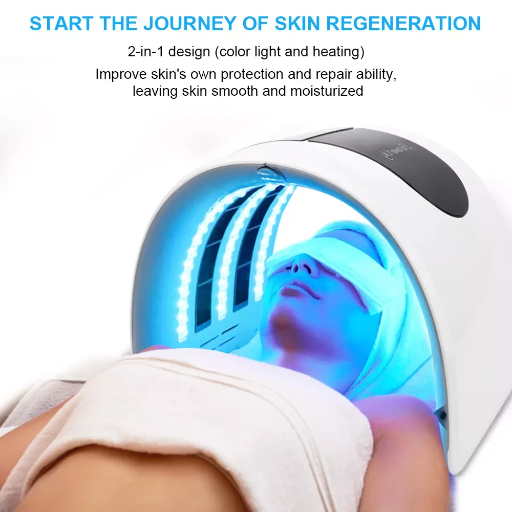 7 Colors LED Phototherapy Beauty Equipment LED Photon Heating Therapy Facial Mask Skin Firm Spot Acne Remove Device Tools