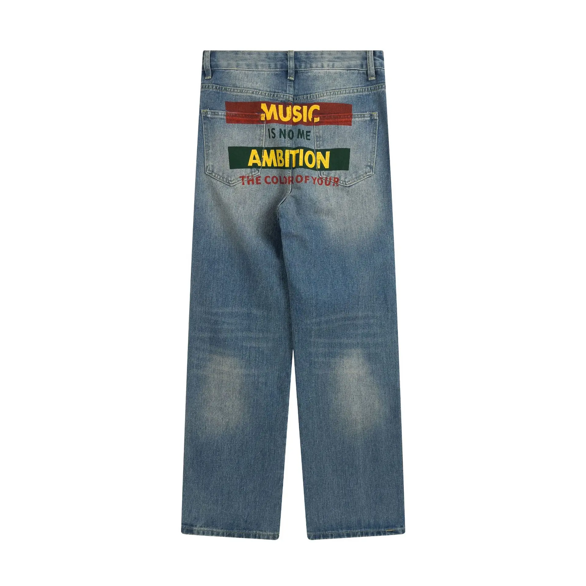 Men's Jeans Loose All-match High Street Print Hip Hop INS Trend Casual Straight Trousers Ins Hot Sale Mens Loose Jeans Casual