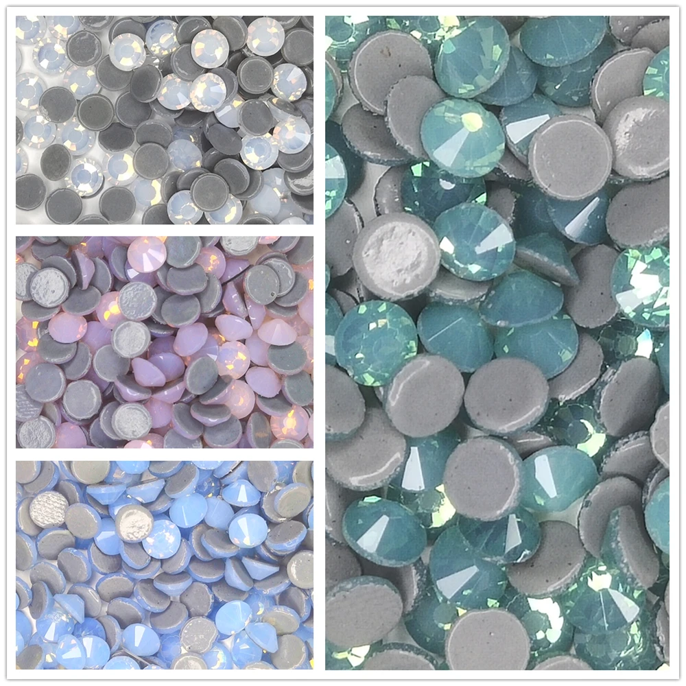 

All Sizes Blue/Green/White/Pink Opal Crystal Nail Art Rhinestone decorations 3D Flatback Glass HotFix Rhinestones for Garment