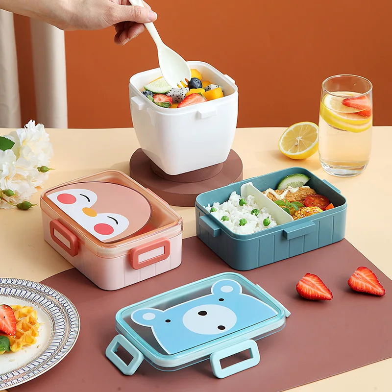 

Cute Cartoon Children Lunch Bento Box Portable Plastic Food Fruit Storage Container Picnic Soup Bowl Kitchen Accessories