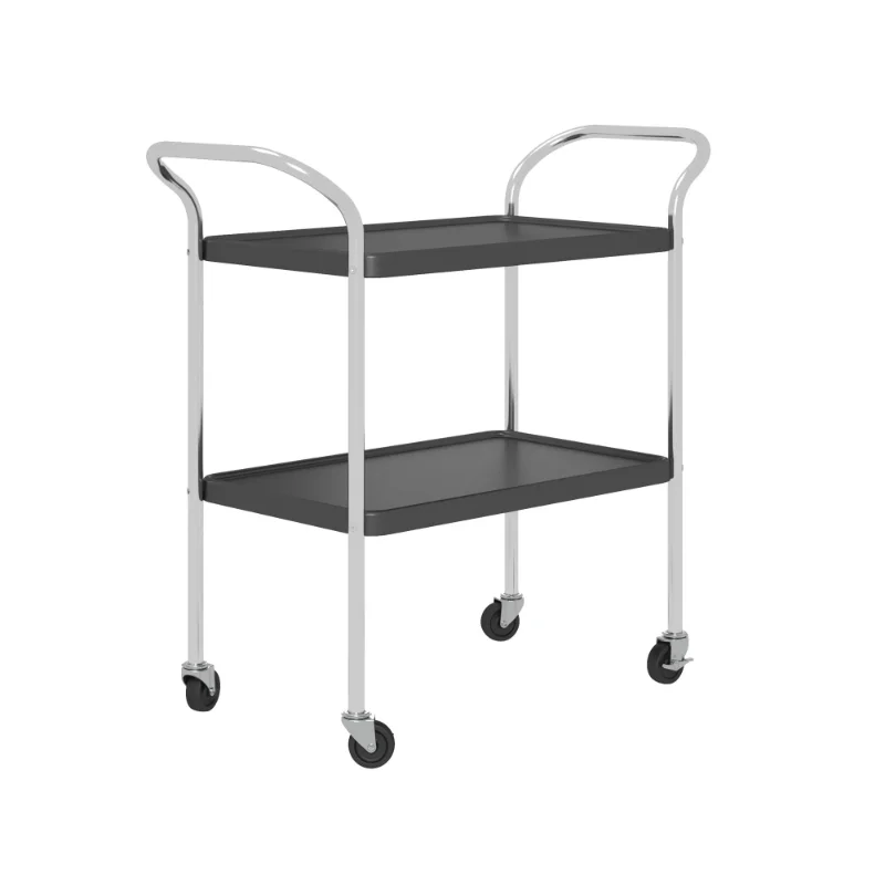 

Stylaire 2 Tier Serving Cart, Black & Sivler