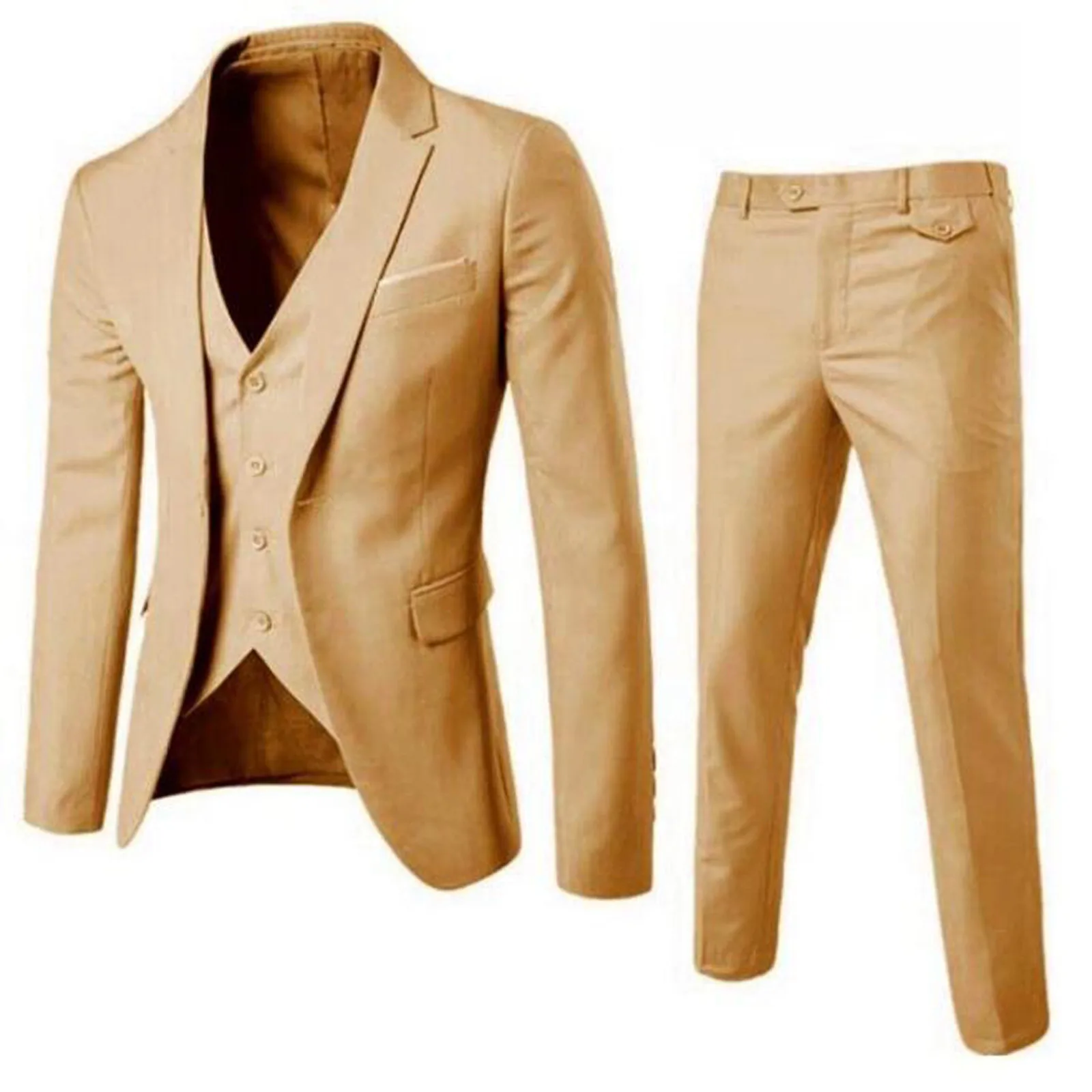 

2022 Men's Fashion Slim Suits Business Casual Clothing Groomsman three-piece Suit Blazers Jacket Pants Trousers Vest Set