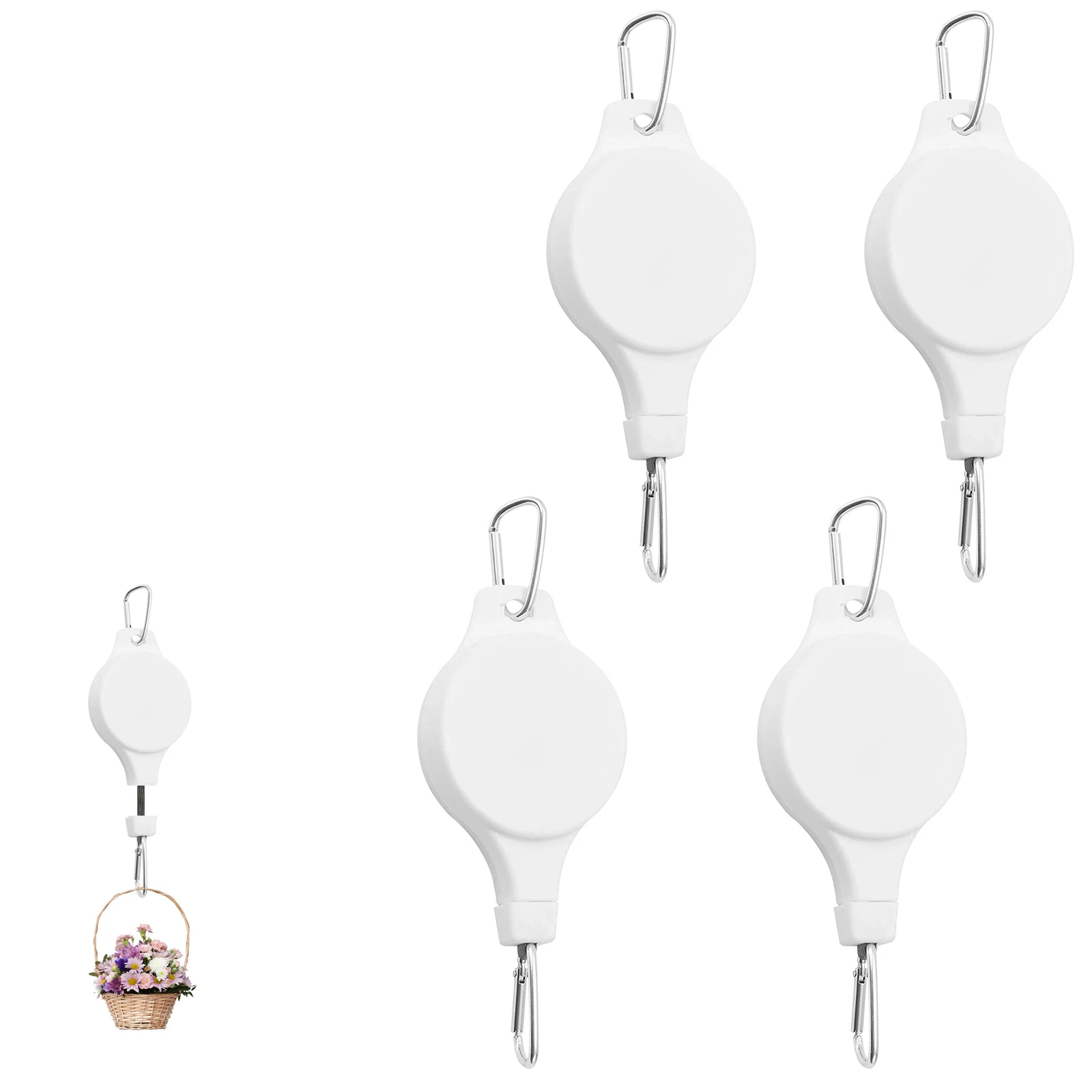 

2/3/4/5PX Flower Basket Hook Liftable Telescopic Plant Pulley Easy Reaching Pulley Home 19.2*7.4cm Garden Decorate 1~8KG
