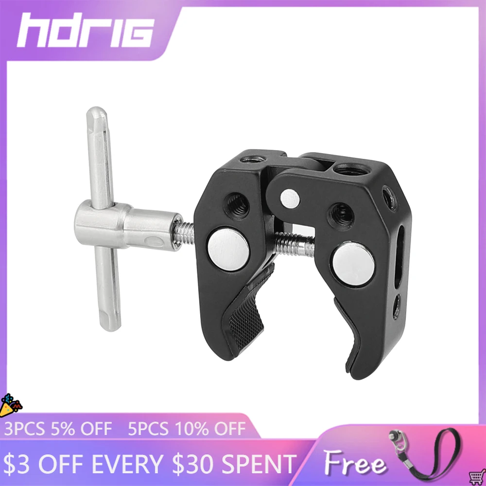Супер Зажим HDRIG, плоскогубцы-крабы, зажим с резьбой 1/4 и 3/8 и фиксирующими отверстиями для фотоэлементов/зонтов/крючков/полок