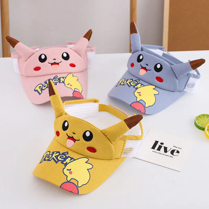 

New Pokemon kawaii Pikachu children's sun hat anime figure cartoon boys and girls summer sun hat children's toys birthday gift