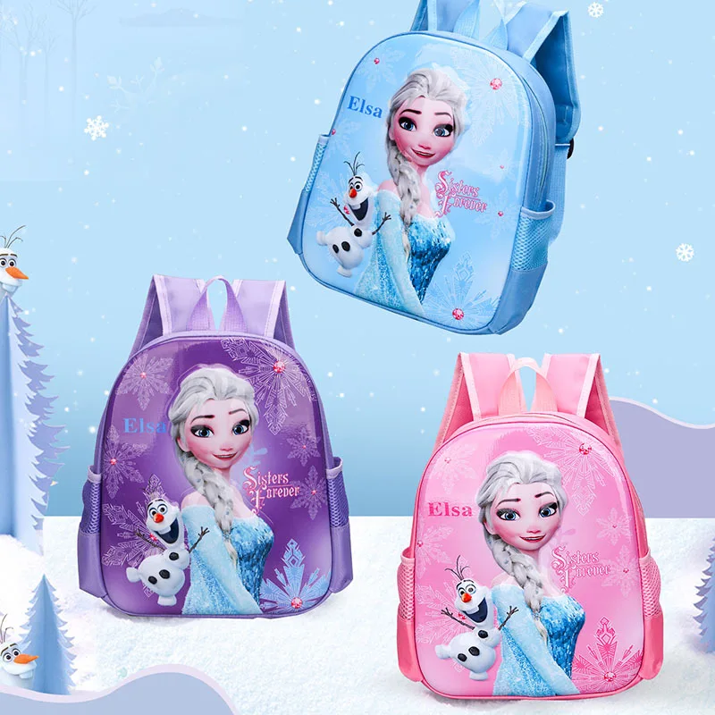 Disney-Mochila De Frozen Elsa para niños y niñas, morral escolar de dibujos...