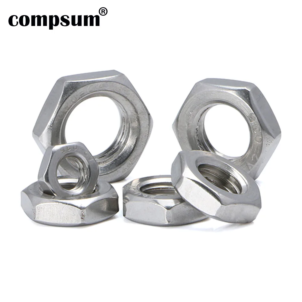 

Compsum Stainless Steel Hexagon Nut Thin Nuts DIN439 M2.5 M3 M4 M5 M6 M8 M10 M12