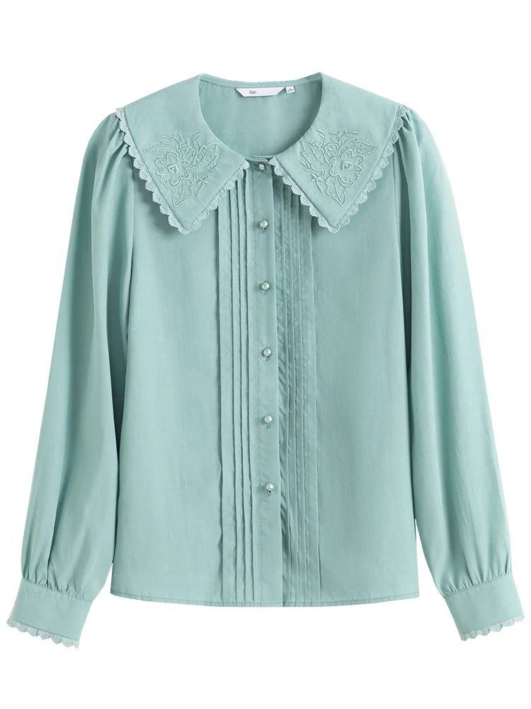 Женские рубашки FSLE французская винтажная Однотонная рубашка с длинными рукавами