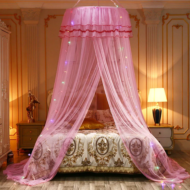 

LED dome mosquito net landing Princess mosquito net round suction top single and double mosquito net