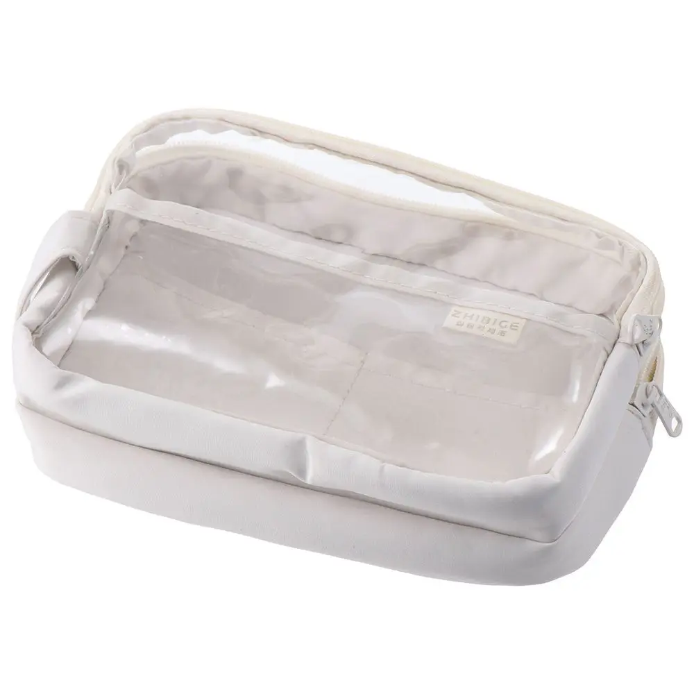 

White Pen Bag Cute Weaving cotton cloth Pen Box Stationery Bag Office