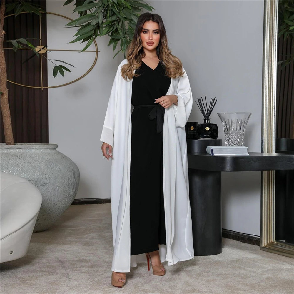 

Fashion Muslim Hijab Abayas Women Chiffon Open Abaya Kimono Dubai Turkey Islam Kaftan Casual Cardigan Femme Caftan Eid al-Adha