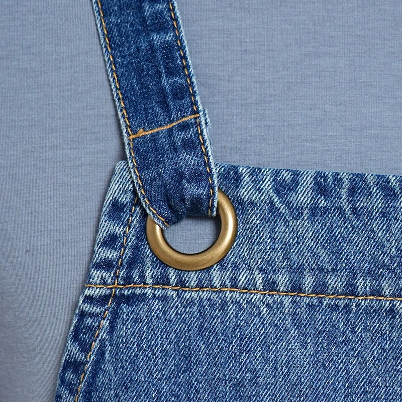 Горячая стирка воды черный синий джинсовый фартук Ресторан Кафе парикмахерский