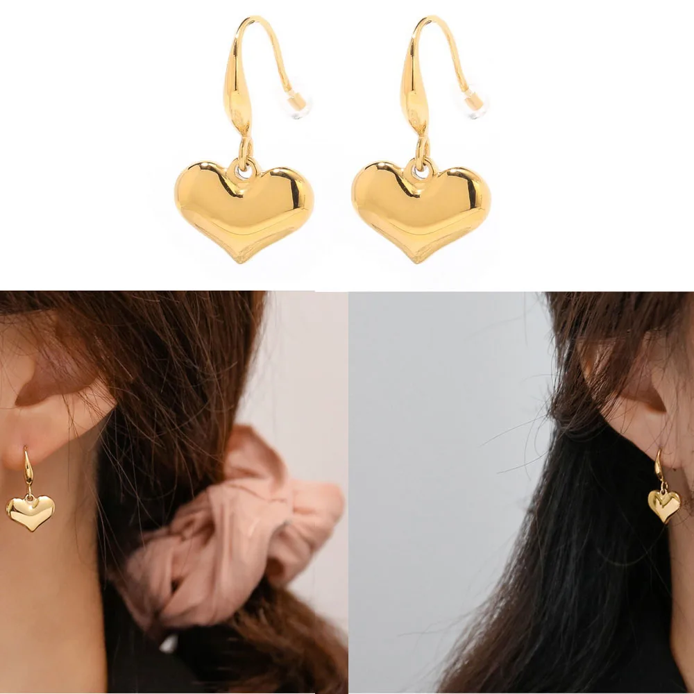 

1 Pair Do Not Fade Ins Cold Style Retro Love Earrings Ear Hook Ear Accessories Female Personality Hong Kong Style Simple