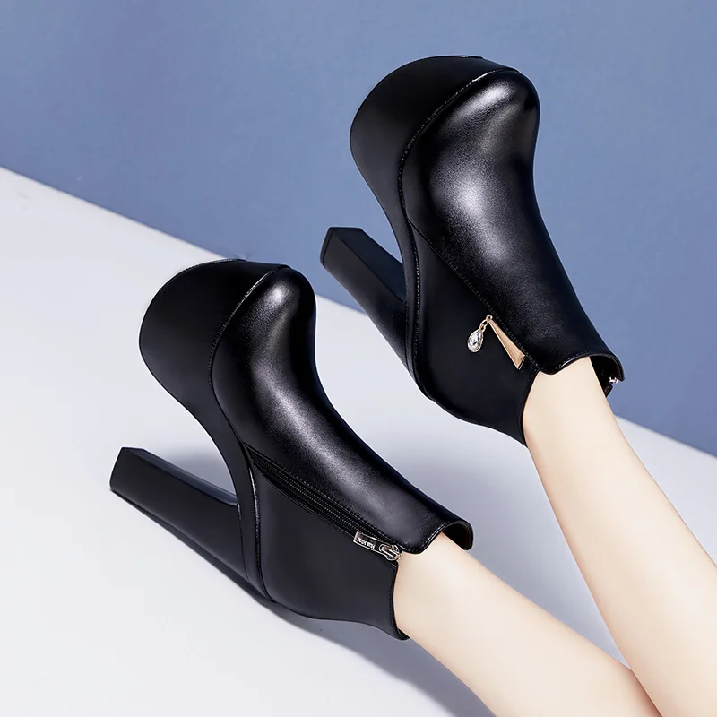 Женские короткие ботинки на платформе 15 см женские ботильоны высоком каблуке