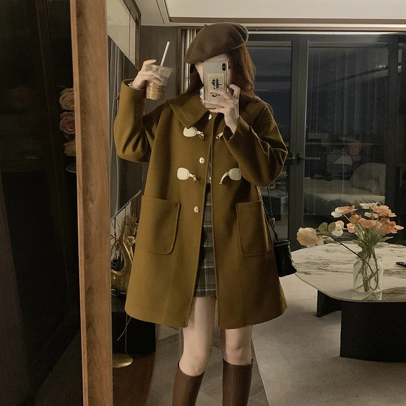 Mid-Length Thickened Woolen Jacket Women Autumn and Winter 2024 New Junior High School Student Loose Japan fashion JK ...