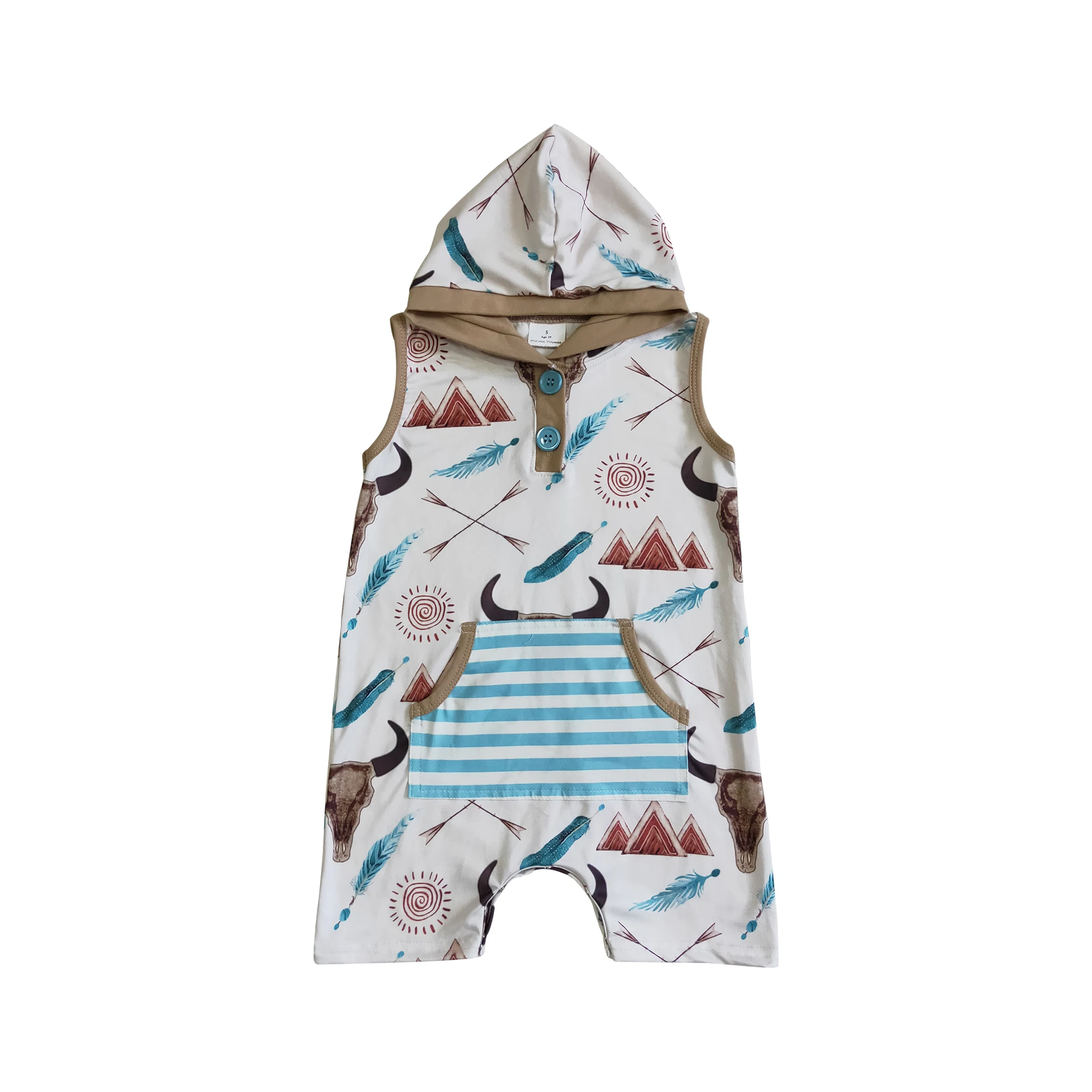 

RTS Infant Sleeper Diamond Heifer Sleeveless Blue Stripes Baby Boys Clothes Hoodies Romper Style Jumpsuit Children Wear