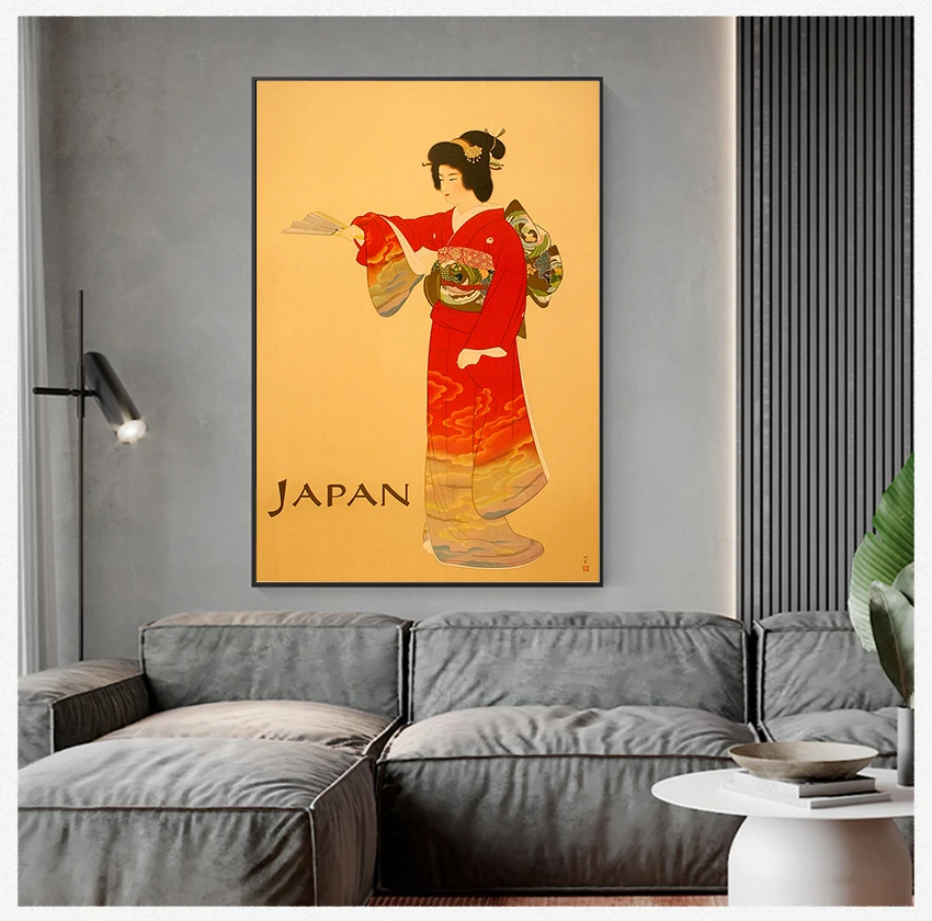 

Wall Pictures Kraft Posters Coated Wall Stickers Home Decoration Gift Visit Mount Fuji Japan Travel Canvas Paintings Vintage