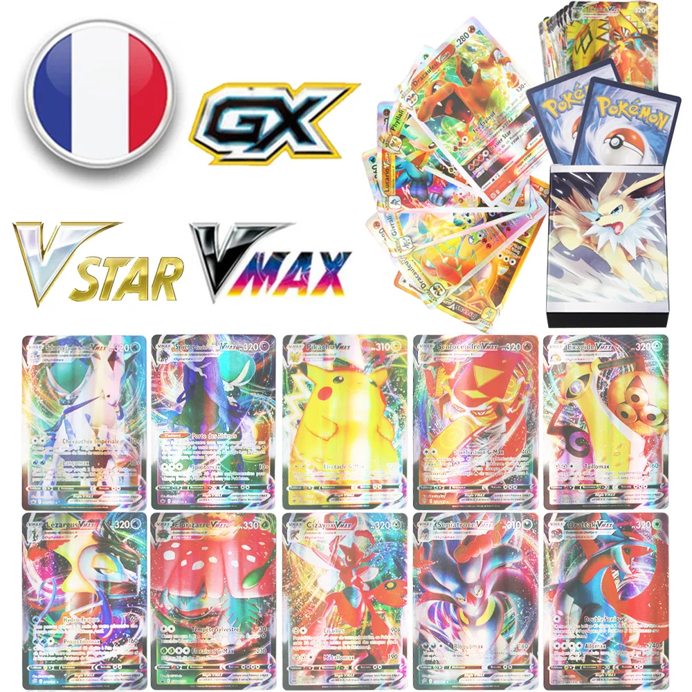 

50-100Pcs New Pokemon Cards charizard TAG TEAM MEGA EX GX VMAX carte pokemon francaise Battle Carte Trading Game Cards Toy
