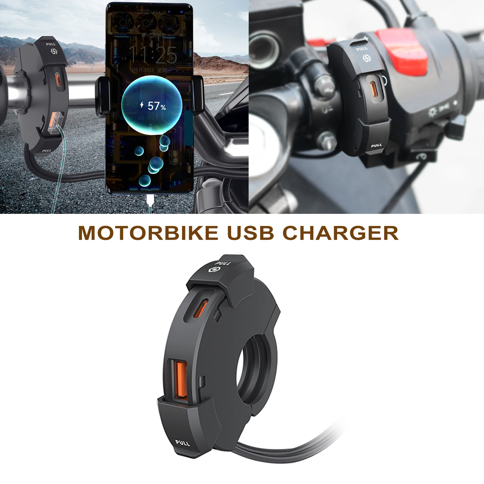 Универсальное зарядное устройство USB QC3.0 для мотоцикла 48 Вт адаптер питания USB-C