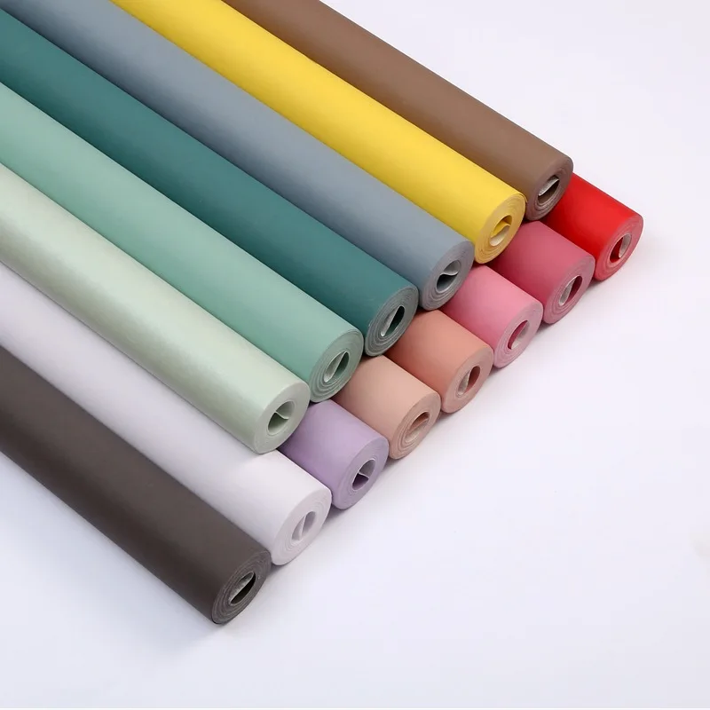 

Simple Light Luxury Long Fiber Silk Plain Color Wallpaper Bedroom Living Room Hotel Fashion Colored Non-Woven Fabric Wallpaper