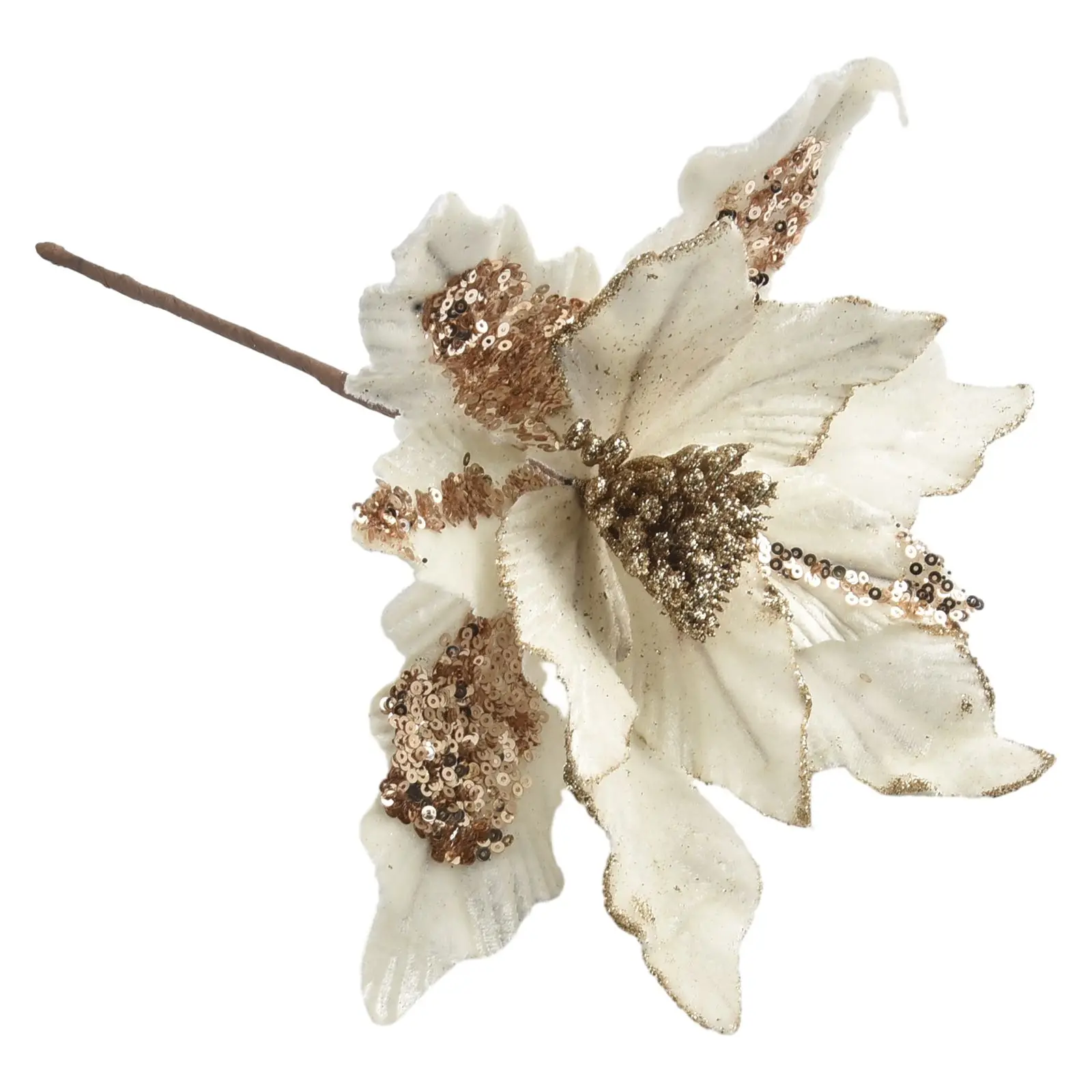 Рождественская пуансеттия блестящее цветочное украшение 28 см ткань + пластик