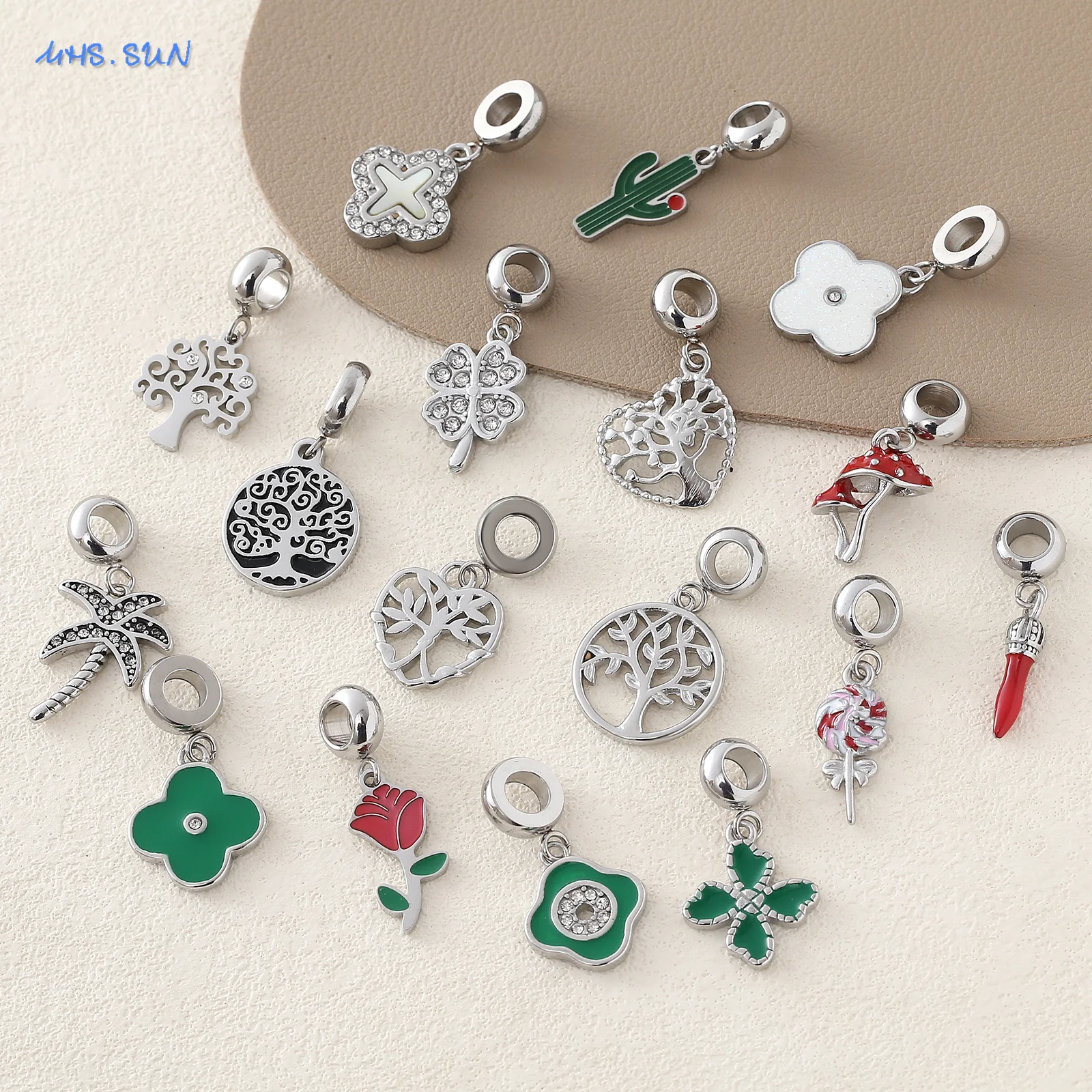 MHS.SUN цветок/дерево жизни DIY браслеты с подвеской модные из нержавеющей стали для