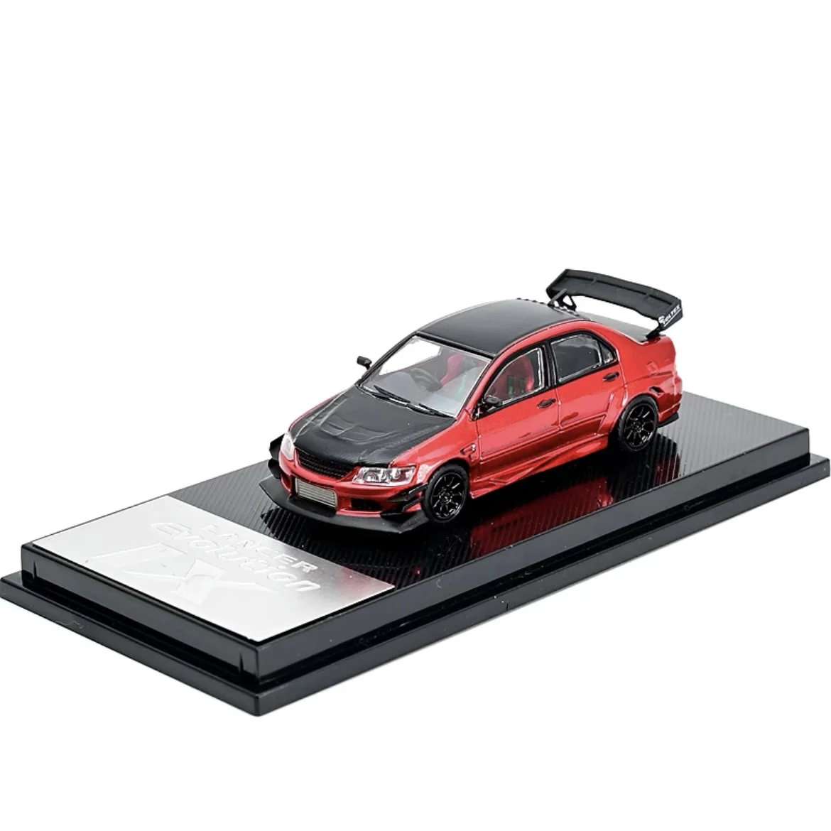 

Diecast 1/64 Model Car CM Model, Lancer EVO IX Red Carbon JDM GT Racing Car, Gift Toys for Boys Girls with Display Case