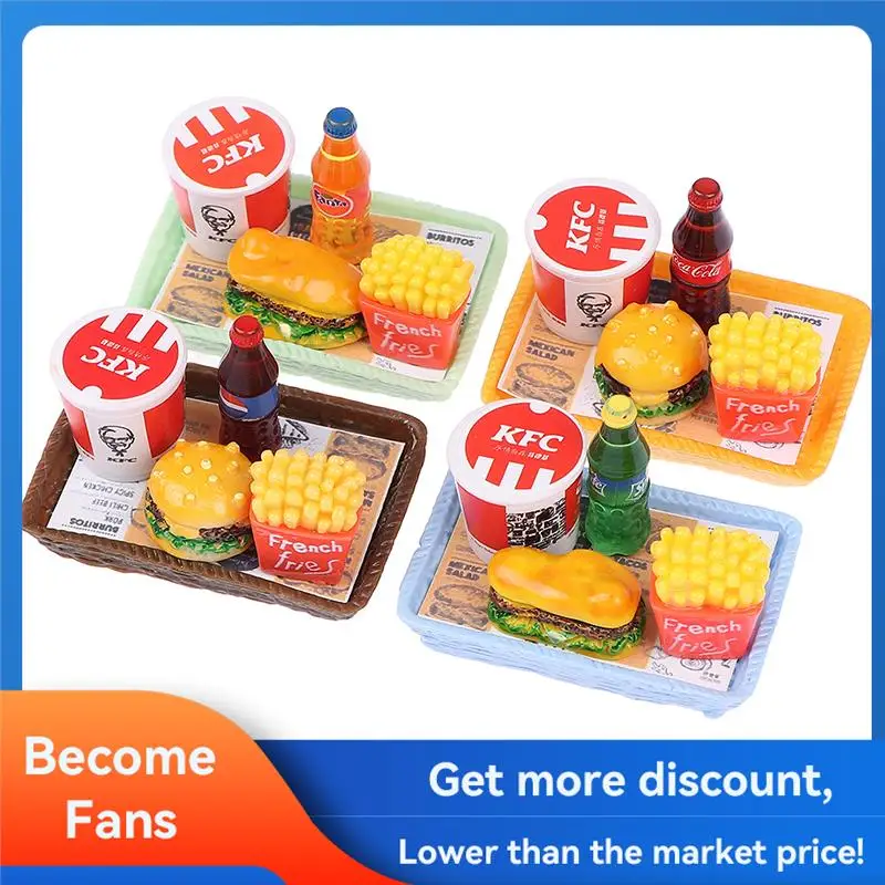 

Dollhouse Mini Simulation Burger French Fries Full Home Bucket Scene Model Mini Doll House Hamburger Kitchen Accessories