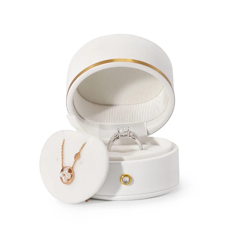 Oirlv Ring Earrings Pendant 3-in-1 Jewelry Box PU Leather Velvet Ring Box 3-in-1 Jewelry Box For Ring Earrings Wedding Rings Box