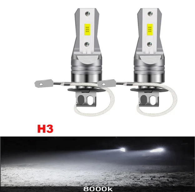 

2 Шт., 30000LM H3, Светодиодные Лампы Для Автомобильных Фар, 120 Вт, Мини, Без Вентилятора, Универсальные, 6000K, Белые И 3000K