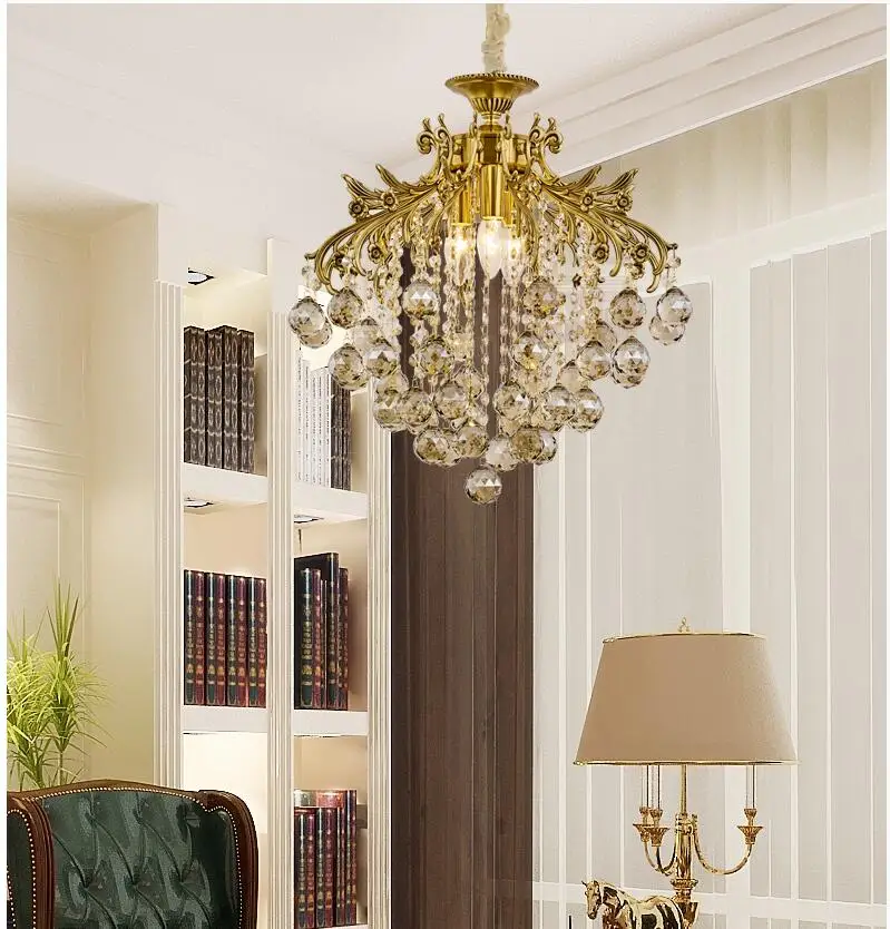

Free Shipping Brass Copper Crystal Chandelier Lingting Luxurious LED AC 110V 220V E14 LED Pendant Lustre Suspension Art Lighting