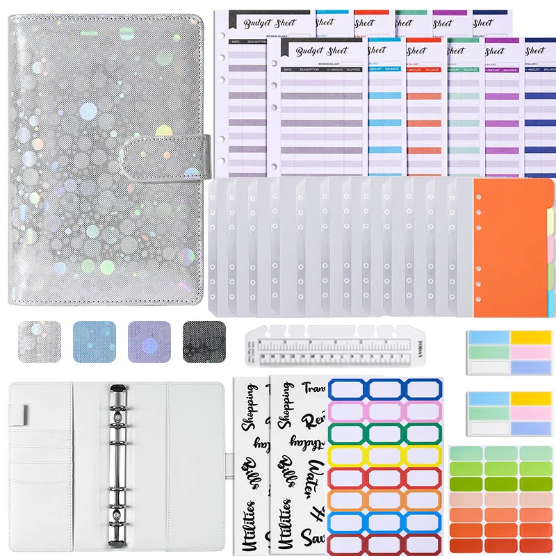 

A6 Sliver Purple Money Budget Planner Binder Zipper Envelopes Cash Envelopes For Budgeting Money Organizer For Budget Binde