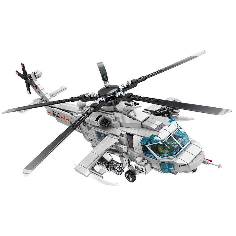 

935PCS Military Aircraft Set Attack Helicopter Building Blocks Navy Armed Soldiers Airplane Model Bricks Toys For Kids Gifts