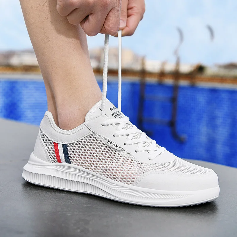 

Men Sneakers Style Breathable Lace Up Male Mesh Shoes New 2023 Summer Fashion Casual No-slip Vulcanize Shoes Boy