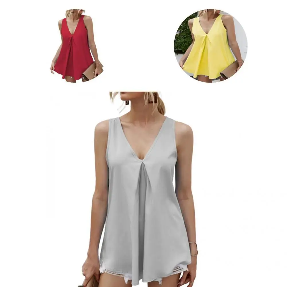 

Polyester Fashion V-neck Loose Women Top T-shirt Breathable Women Blouse Eye-catching for Friends