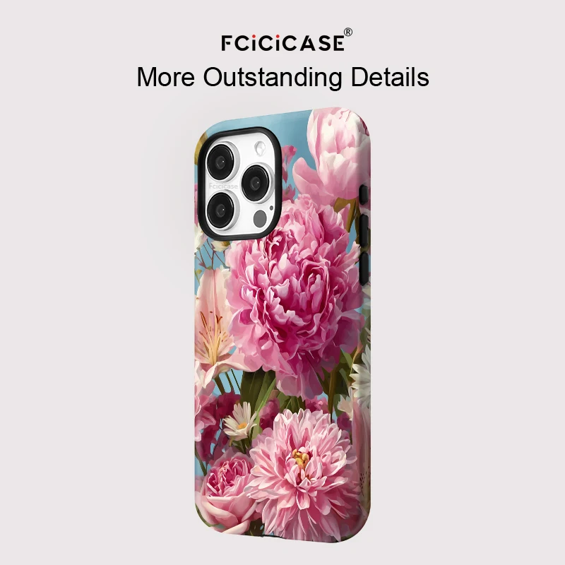Фото Матовый чехол Fcicicase для телефона Magsafe для iPhone 17 Air 16 15 14 Pro Max 12 11 13 акрил 2 в 1, магнитный матовый цветок Funda №5