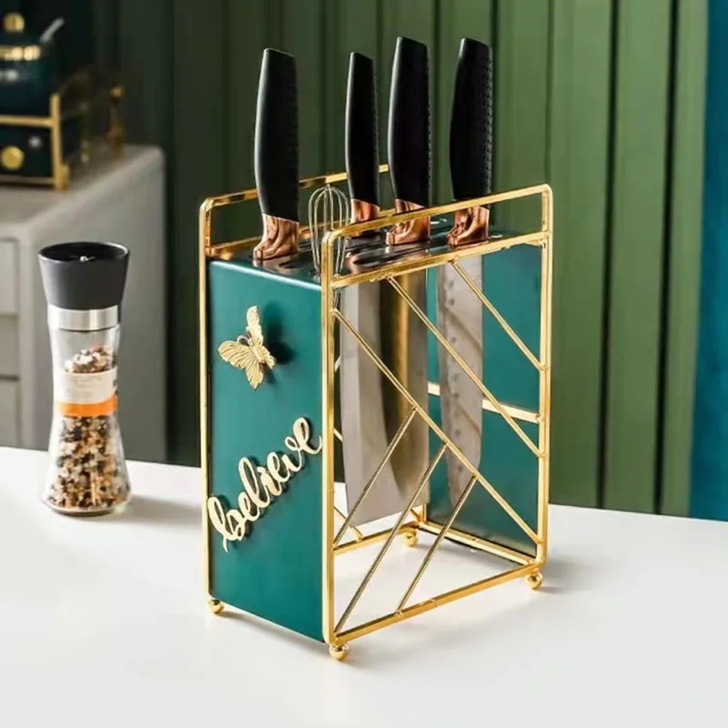 

Modern Kitchen Knife Holder Knives Display Rack Metal Knife Block 6 Slot Japanese Santoku Paring Cleaver Knife Stand Accessories