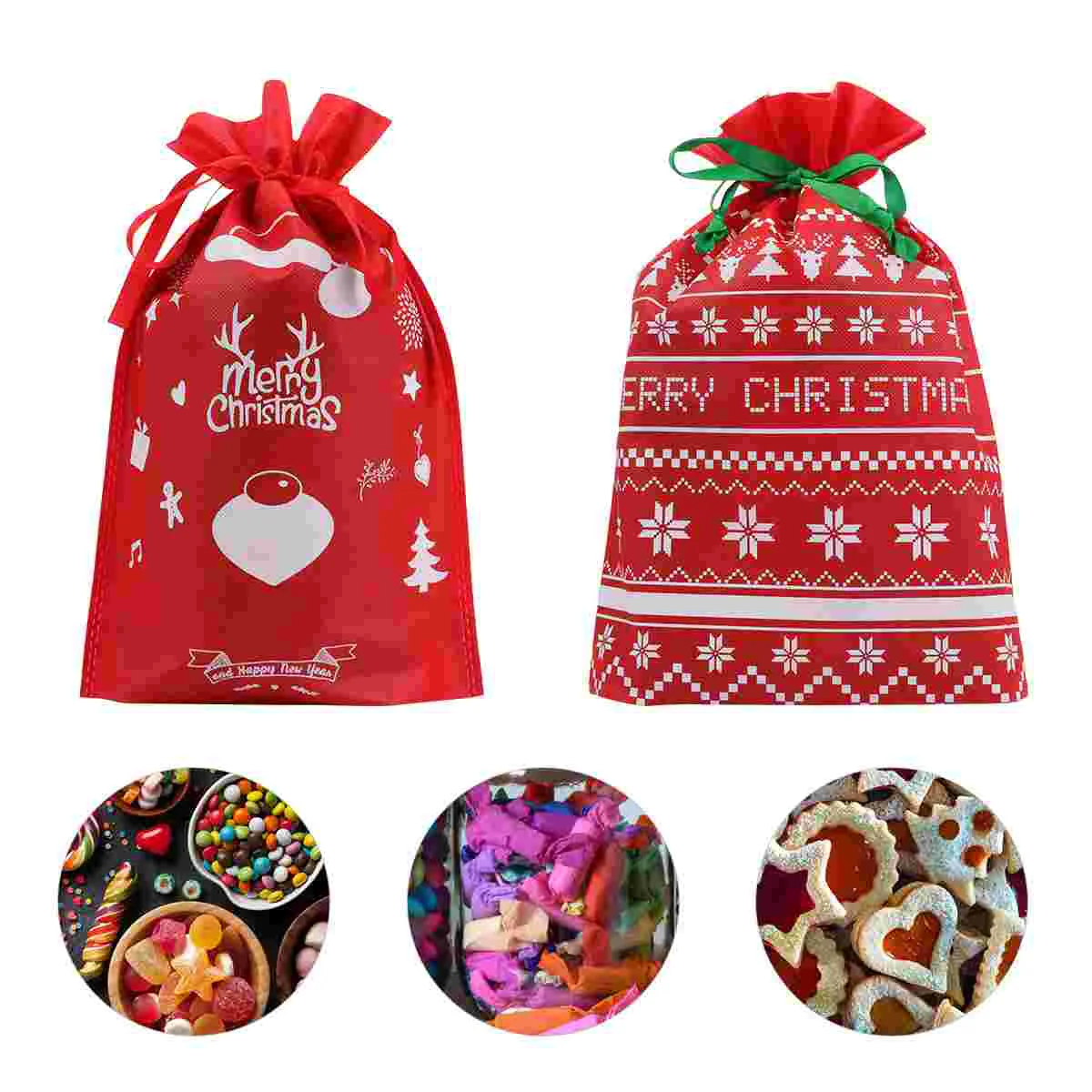 

Christmas Drawstring Snack Bags Christmas Packaging Printed Drawstring Christmas Drawstring