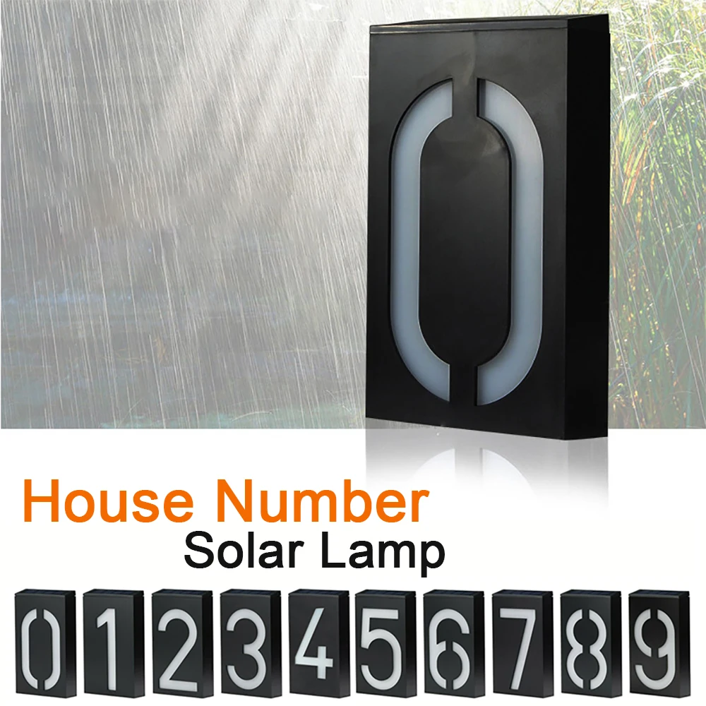 House Number Led Lamp Garden Waterproof Solar Door Number Plate Outdoor Lighting Rechargeable Home Numbers Light Door Hardware