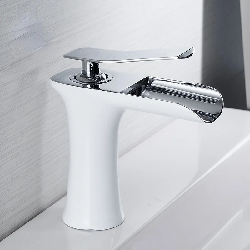 

Faucet handle Faucet Waterfall Bath Antique Brass Crane Tap Silver Basin Basin Faucets Bathroom Single Sink Mixer Water