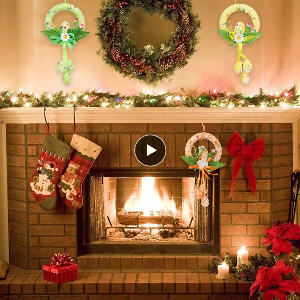 

Door Wall Hanging Home Pendant Hanging Party Decoration Wreath Artificial Green Plant Spring Ring Easter Egg