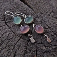 fashion moonstone hook drop earrings jewelry oval pink blue stone wedding anniversary gifts for women 2022 new