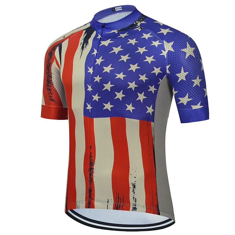 

2022 Men's Short Sleeve Cycling Jersey Summer Blue USA Bike Top