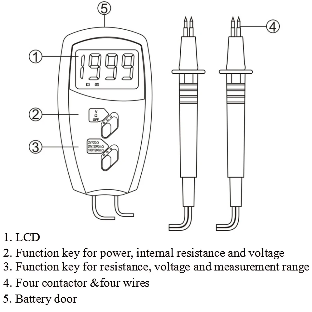 Тестер внутреннего сопротивления батареи Вольтметр SM8124A портативный